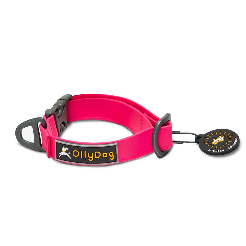 OllyDog Tilden Collar, Waterproof Dog Collar with Quick Release Buckle, Coated Stink-Proof Webbing, Lightweight Collar for Large, Medium and Small Dogs (Small, Pink) - Image 1